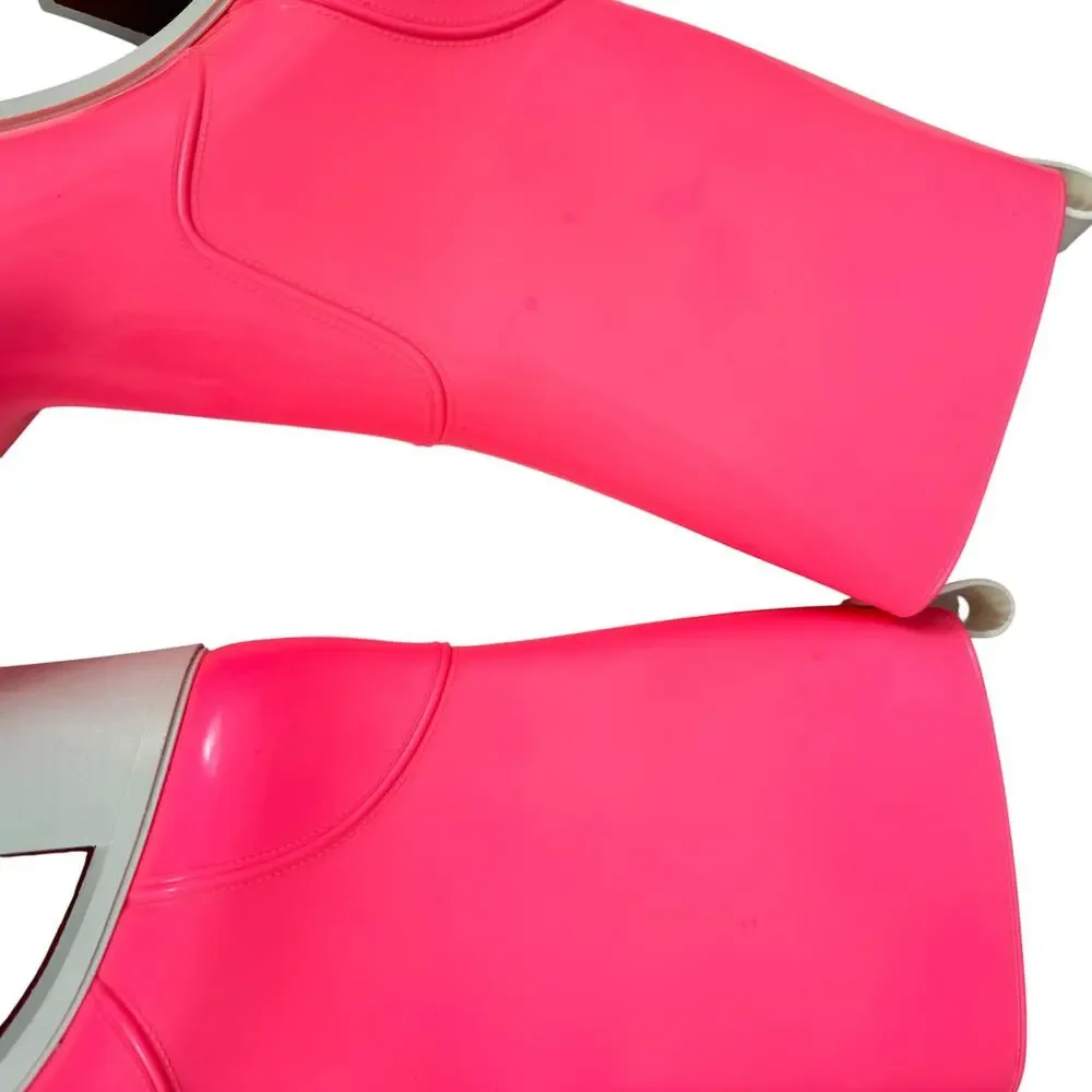 Christian Louboutin Loubirain Rubber Pvc Heeled Rain Boots Pink Size 37